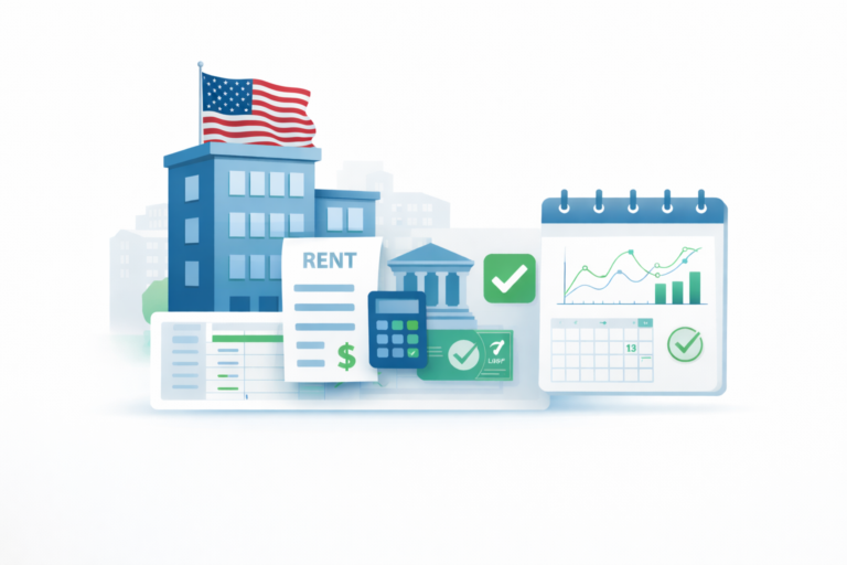 Illustration for long-term rental real estate outsourced accounting in the USA