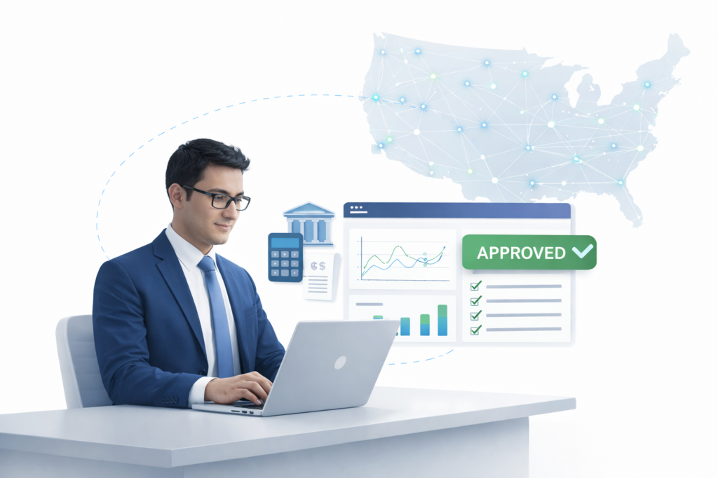 Accountant reviewing financial reports for outsourced accounting services USA clients